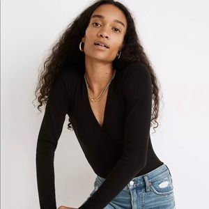NWT Madewell Wrap Bodysuit Black